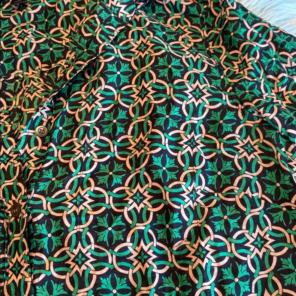 J. Crew Lattice Medallion Popover Silk Blend Blouse sz 2